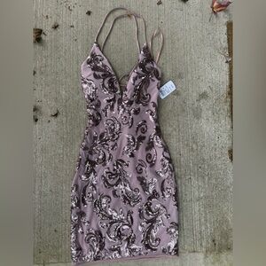 Mauve purple sequin bodycon mini dress